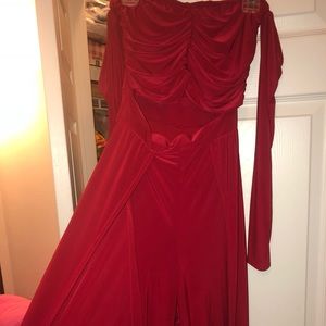 Red jumpsuit with slits